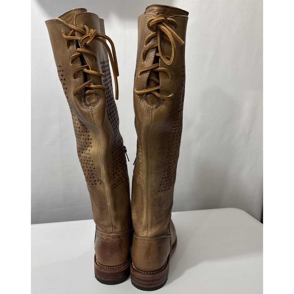 Bed Stu Cambridge Leather Knee High Boots Women's 7.5 Tan Driftwood Laser Cut - Picture 6 of 8